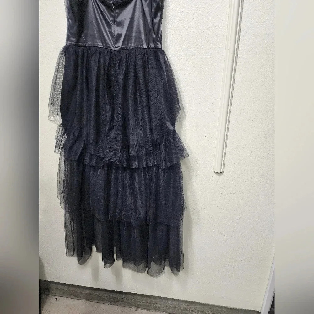 Lulus Sultry Sweetness Black Tiered Tulle Maxi Dress M Wedding Party Guest Dark - Picture 10 of 11